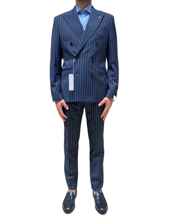 abito doppio petto gessato slim drop 8 manuel ritz pe 24.