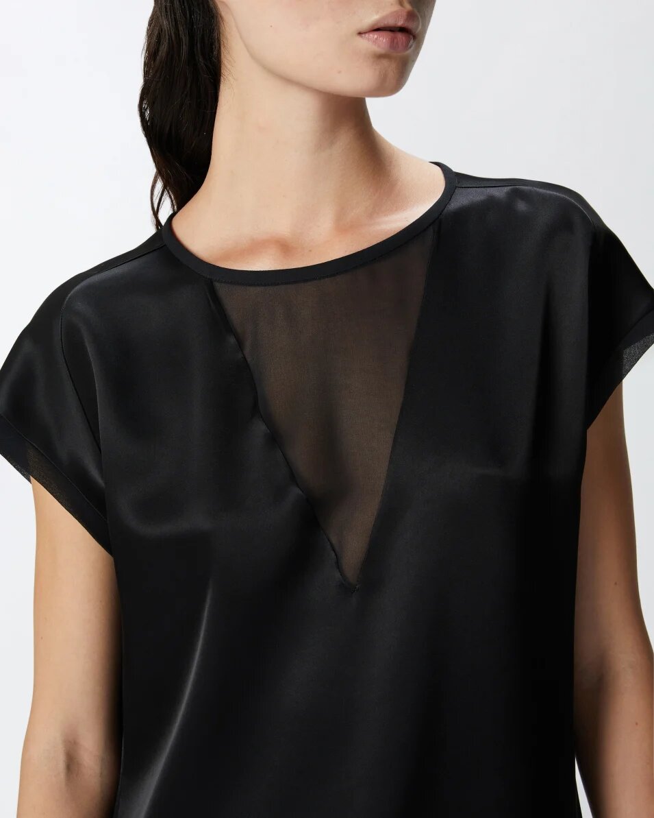 blusa satin e georgette pinko a.i.24.25. mod. orange