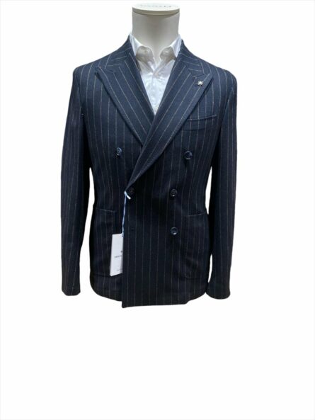 giacca gessata doppiopetto in misto lana slim 3732g2738 manuel ritz ai 24.25.