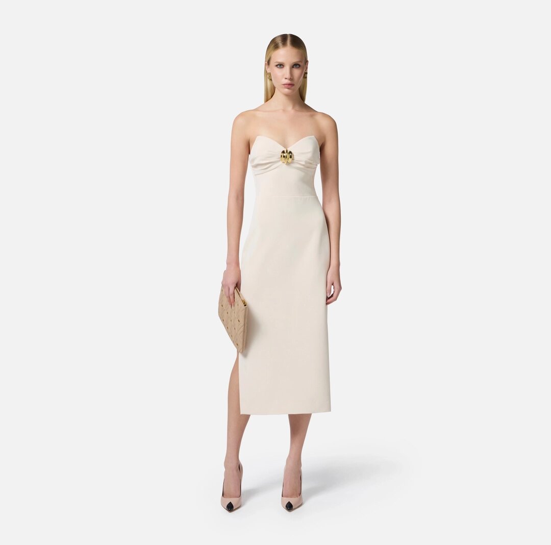 Tubino in crêpe fluido con macro fiocco ab76951e2 Elisabetta Franchi pe25