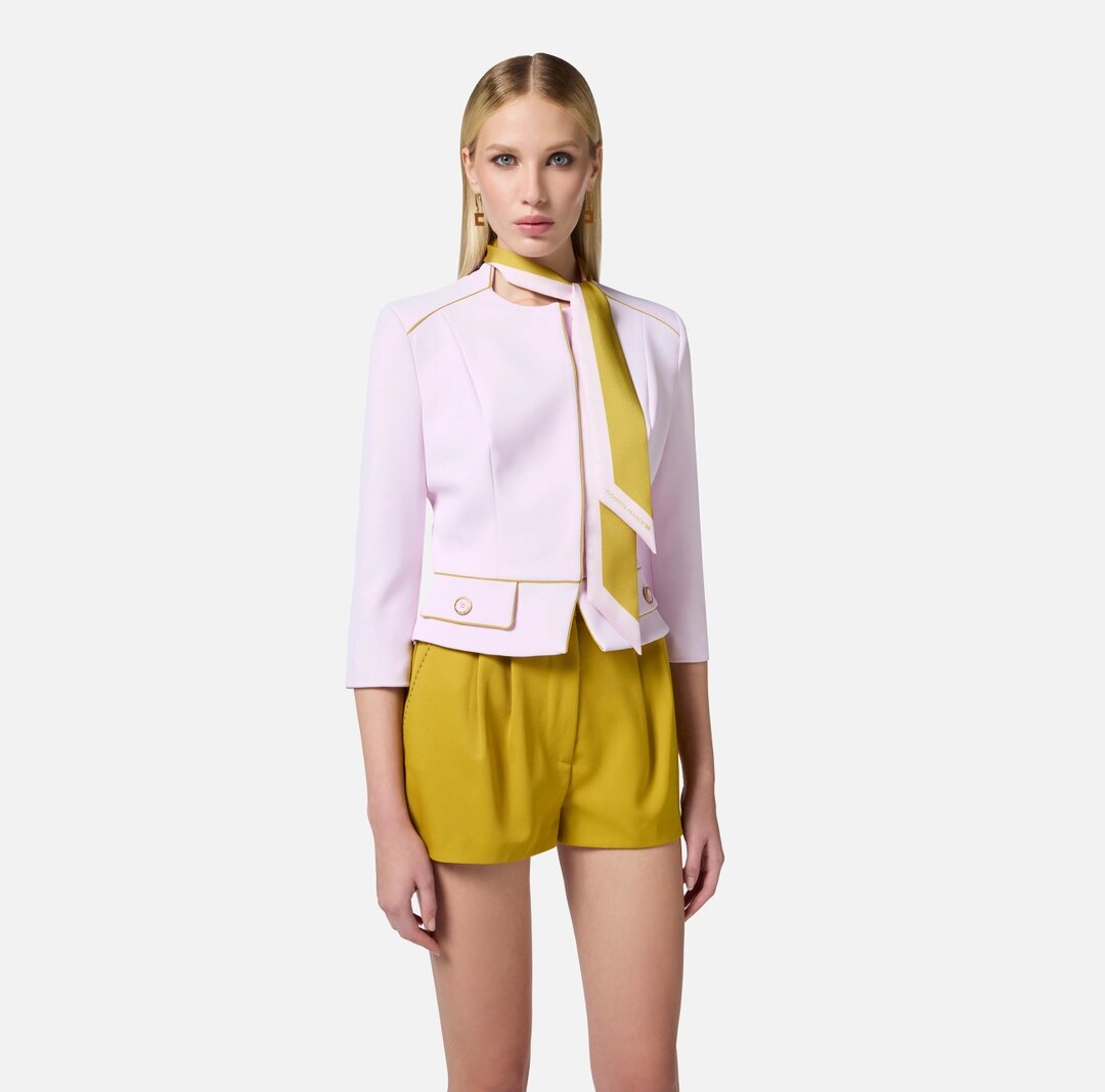 Giacca in crêpe con foulard bicolore git5151e2 Elisabetta Franchi pe25