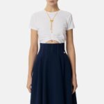 T-shirt in jersey con collana a fiocco ma00651e2 Elisabetta Franchi pe25