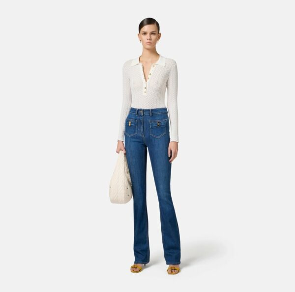 Jeans con taschini e dettagli a fiocco pj88n51e2 Elisabetta Franchi pe25