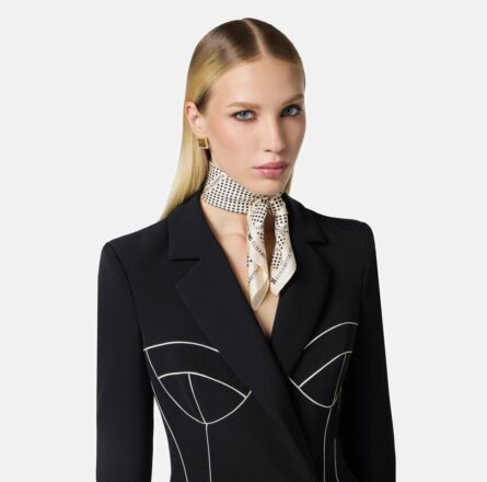 Foulard in twill di seta stampa pois e nastri fo06f52e2 Elisabetta Franchi pe25