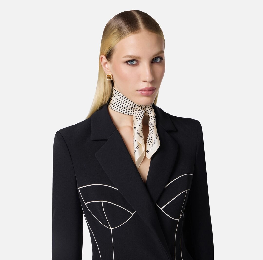 Foulard in twill di seta stampa pois e nastri fo06f52e2 Elisabetta Franchi pe25