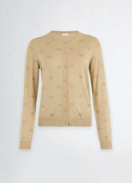 Cardigan con logo e strass liu jo pe 25 art. wa5053