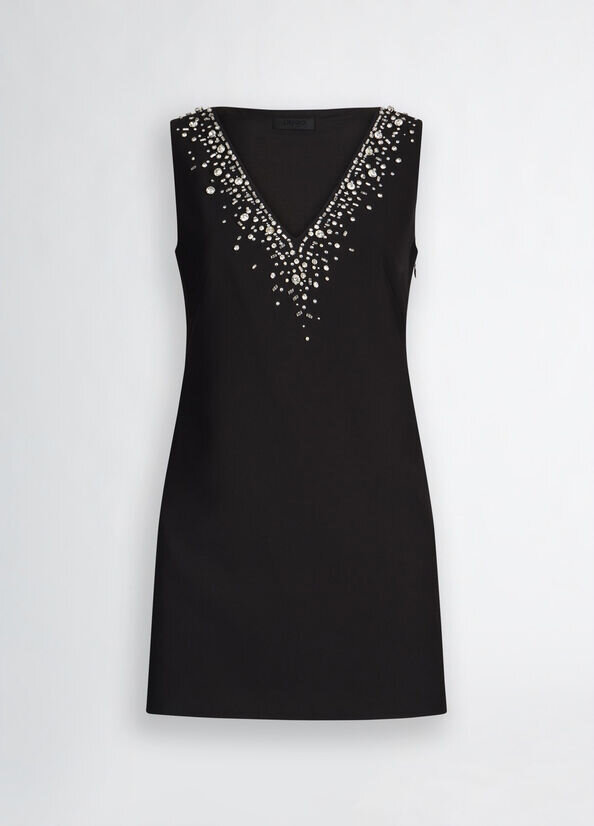 Abito nero con ricami gioiello liu jo pe 25 art. ca5078