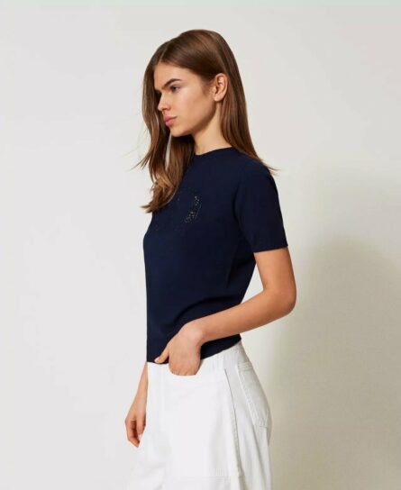 Maglia a lupetto con logo oval t twin set pe25 art. 251tp3430