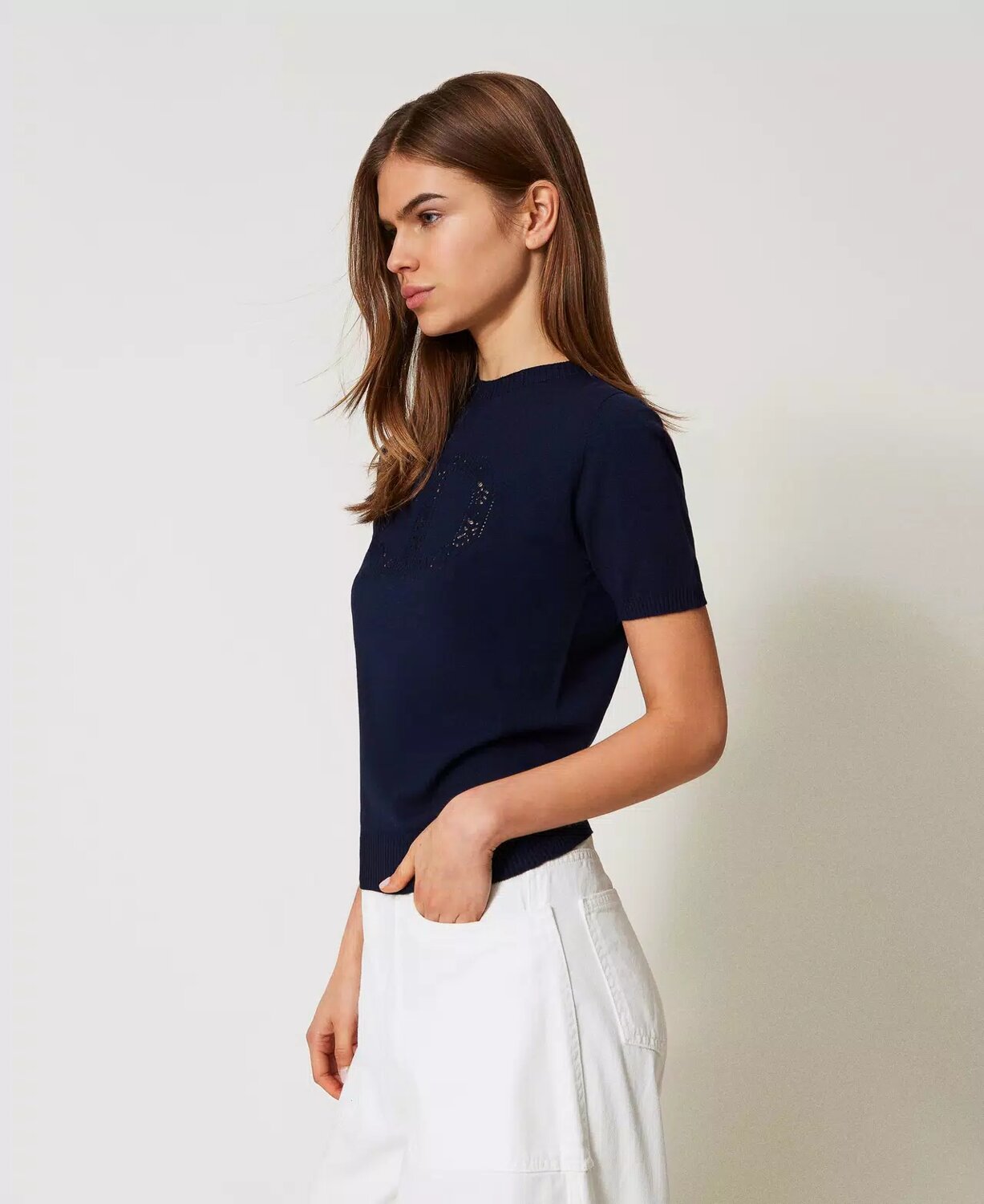 Maglia a lupetto con logo oval t twin set pe25 art. 251tp3430