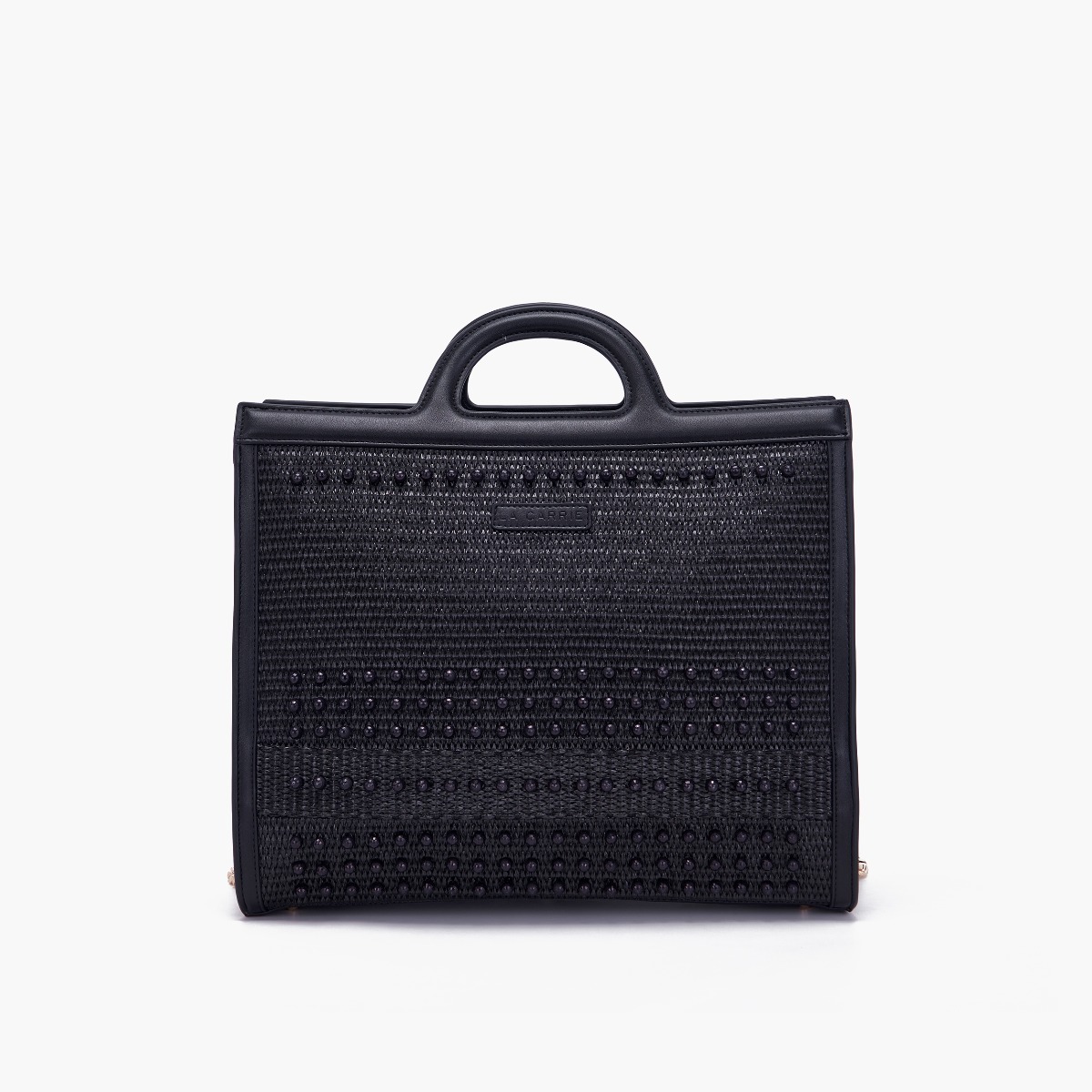 borsa shopping in raffia con perle la carrie pe 24. - immagine 3