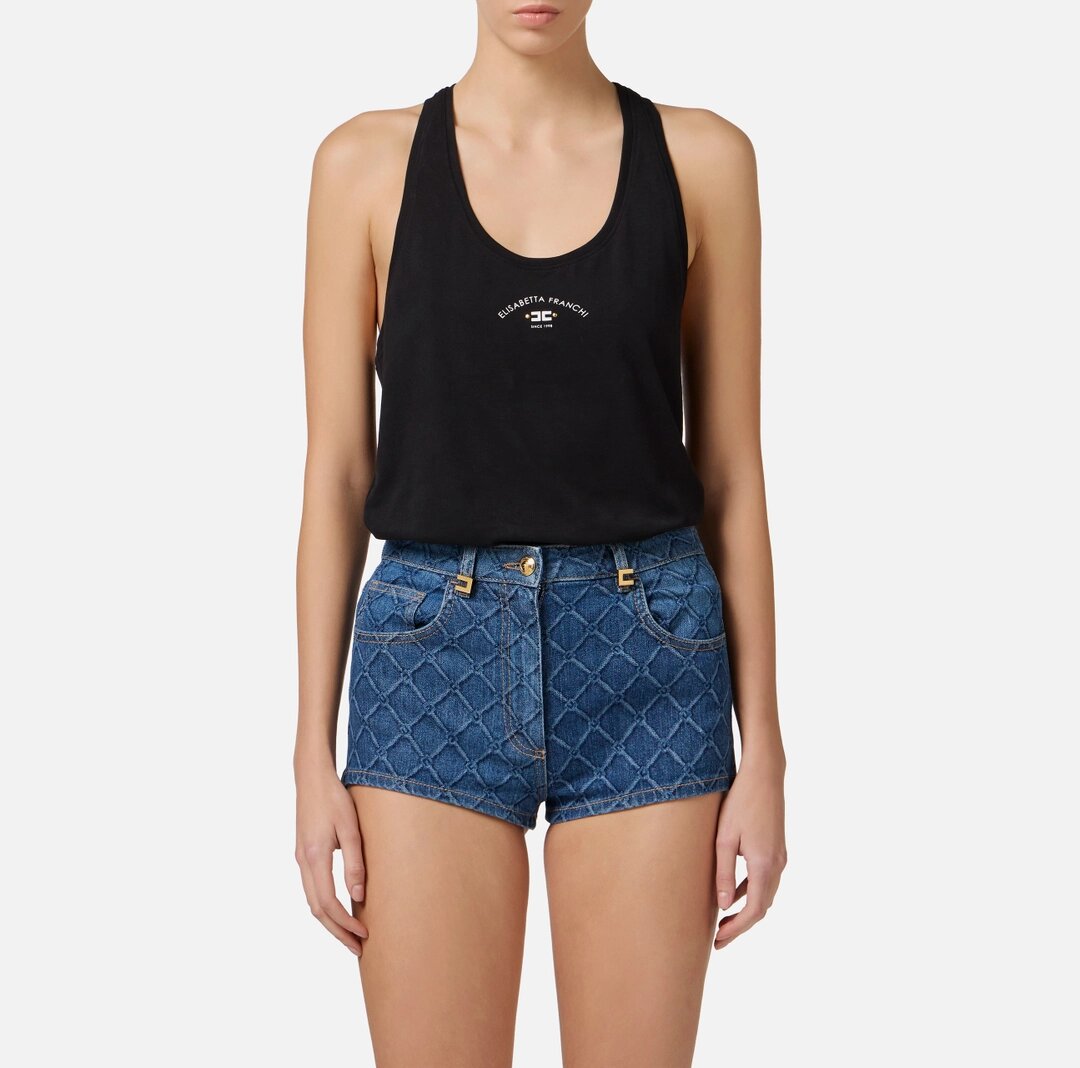 Canotta in jersey con logo cn00251e2 Elisabetta Franchi  pe25 - immagine 4