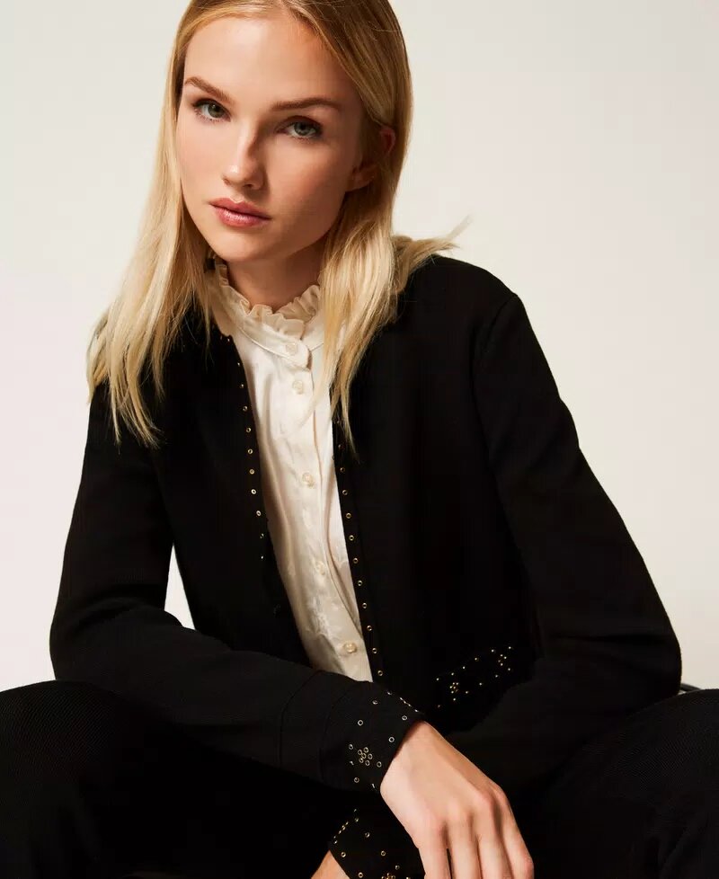 Giacchina Coreana C/applicazioni Hot Fix Twin Set Giacche Donna 252TP3270AI25.2 - immagine 3