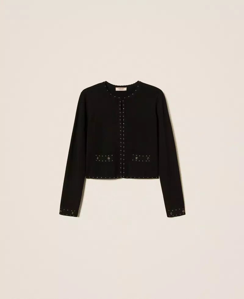 Giacchina Coreana C/applicazioni Hot Fix Twin Set Giacche Donna 252TP3270AI25.2 - immagine 4